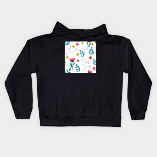 Floral Pattern Illustration Pink Yellow Blue Green Kids Hoodie